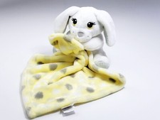 Little Beginnings White PUPPY Dog Plush Yellow Gray Dot SECURITY BLANKET Lovey