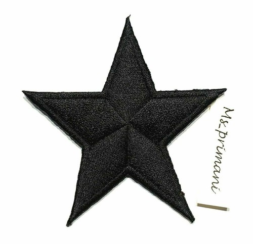 Embroidered patch BLACK Star Iron/Sew On Badge Bag Clothes Crafts 6.6 X 6.5 CM - Picture 2 of 2