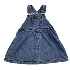 Chaps Denim Blue Jean Overall Dress Size 24 Months 100% Cotton Baby Girl Toddler