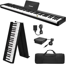 88 Key Fold Electric Piano Keyboard Portable Semi Weighted Full Size Key w/Pedal