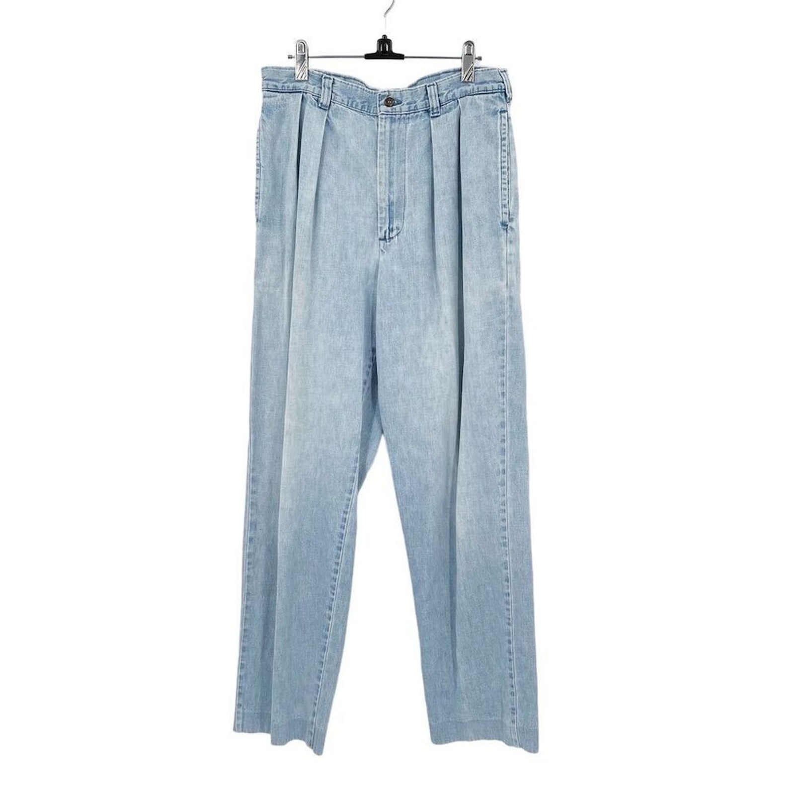 Vintage Women's Pleated Denim Jeans Blue Size 32/34