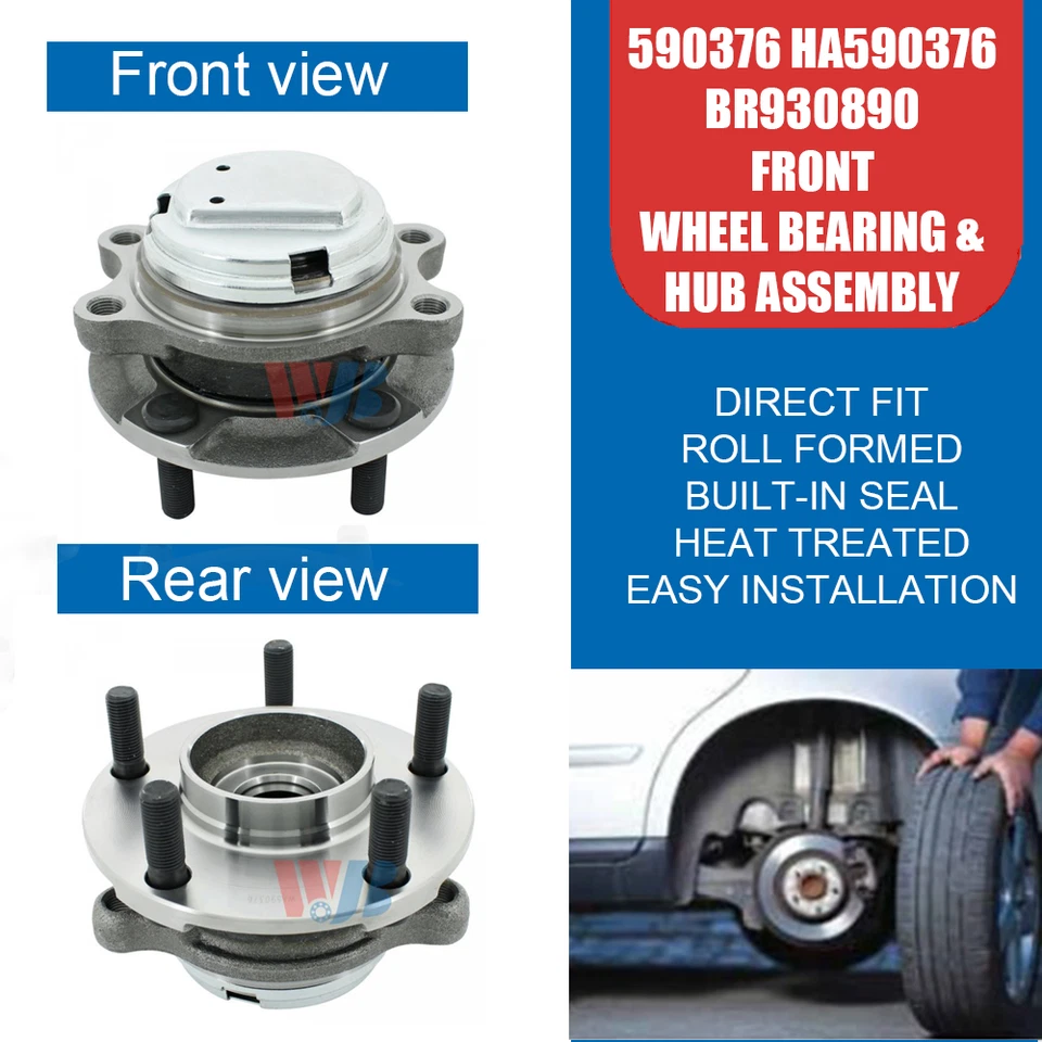 2PC Front Wheel Bearing Hub Assembly Fit for Infiniti G37 M35 M45 M37 M56 590376 Foto 2 de 4