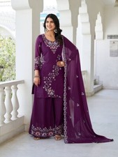 New Designer Star Georgette Palazzo Suit With Dupatta For Reception Wear