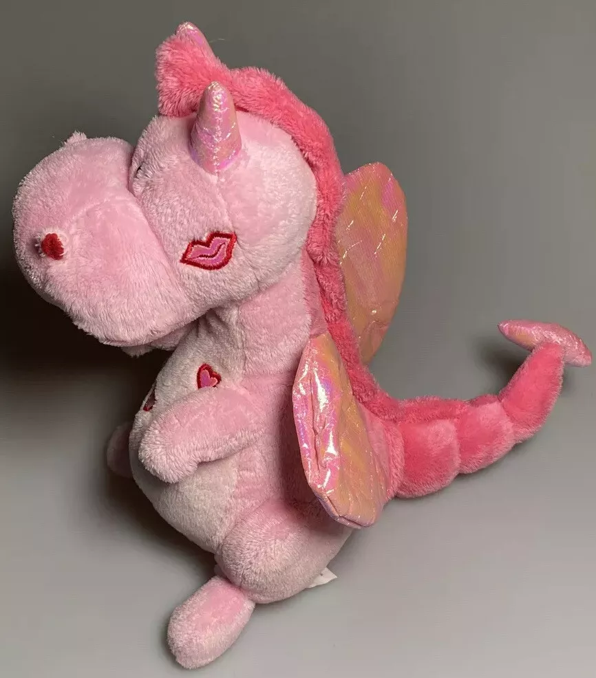 Best Made Toys Pink Dragon Stuffed Plush 10 Shiny Valentine Hearts Kisses