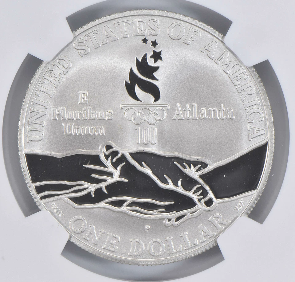 1995 P Cycling Olympic Games Commemorative Proof Silver Dollar NGC PF70 - Image 4 of 4