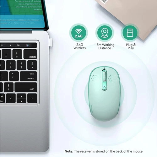 Wireless Mouse for Laptop, 2.4G Quiet Computer Mouse with USB Receiver, 4 Button - Picture 2 of 7