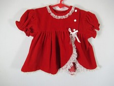 Vintage Cutest One Frilly Velvet Dress Baby Girl 18 Months Red Christmas Velour