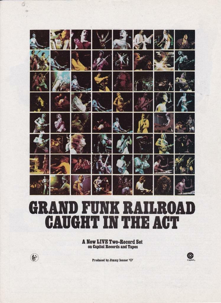 1975 Grand Funk Railroad Ad / Live Album/ Caught in the Act