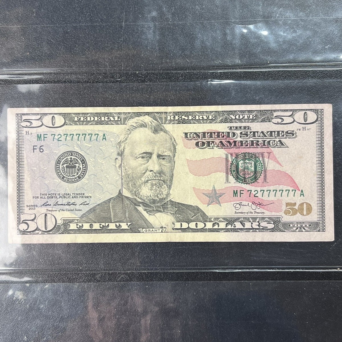 Fifty Dollar Bill Binary Note 7 of Kind Seven 7s Lucky Fancy