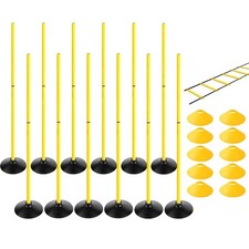 4.9FT Training Agility Poles Set Detachable Soccer Training Sticks Slalom Pol...