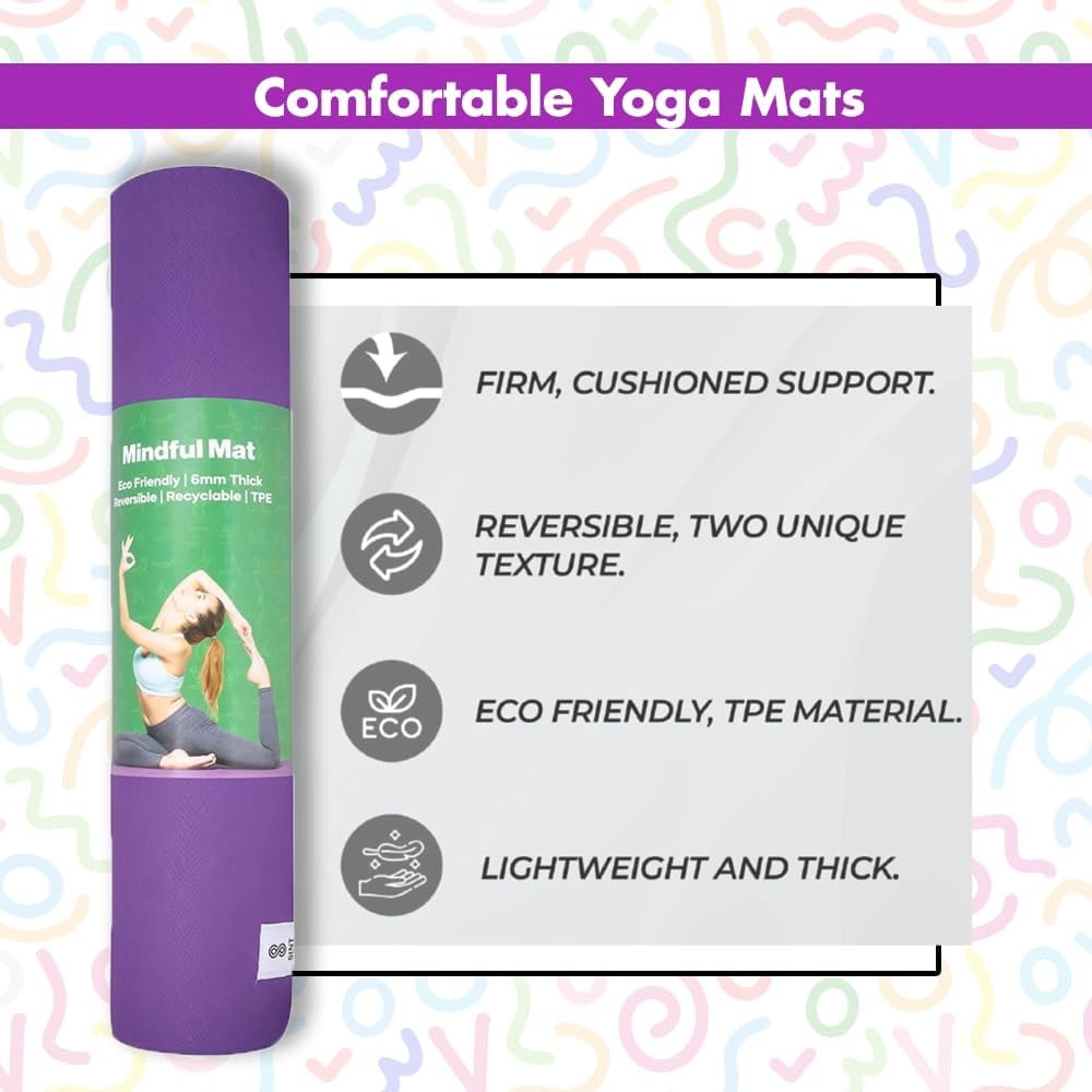 Premium 6mm Reversible Non-Slip Yoga Mat Extra Thick & Large