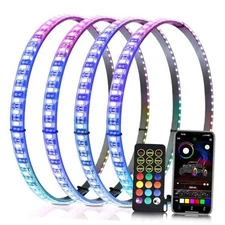  4PCS 14" RGB LED Wheel Ring Lights with APP & Remote 14inch-Single Sided