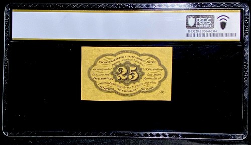 1862 FIRST ISSUE 25 Cents Fractional Currency 25c Note FR 1281 Civil War PCGS 61 - Picture 2 of 7