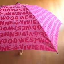 Vivienne Westwood Pink Logo Print Folding Umbrella