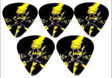 5 x High Voltage & Skull Yellow & Black Design 1 Sided Guitar Pick Plectrum