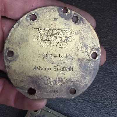 Volvo Penta 855722 Jabsco England Brass Water Pump End Cover Plate USED OEM