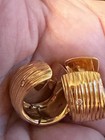 Roberto Coin 18k Yellow Gold Diamond Elephant Skin Hoop Huggie Earrings — photo 9