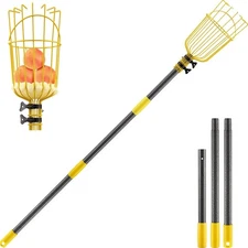 Telescoping Fruit Picker Tool with Basket for Orchard Harvesting
