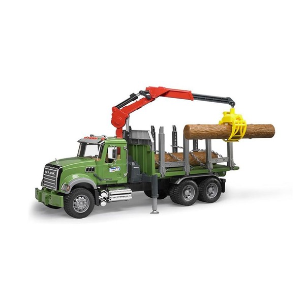 Bruder Mack Granite Holztransport-Lkw Mit Ladekran, Greifer & 3-image