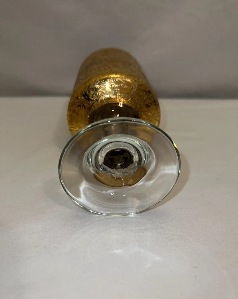 Tarro de caramelos Glastonbury Lotus dorado incrustado con tapa. "8"" de alto excelente estado" Foto 4 de 4