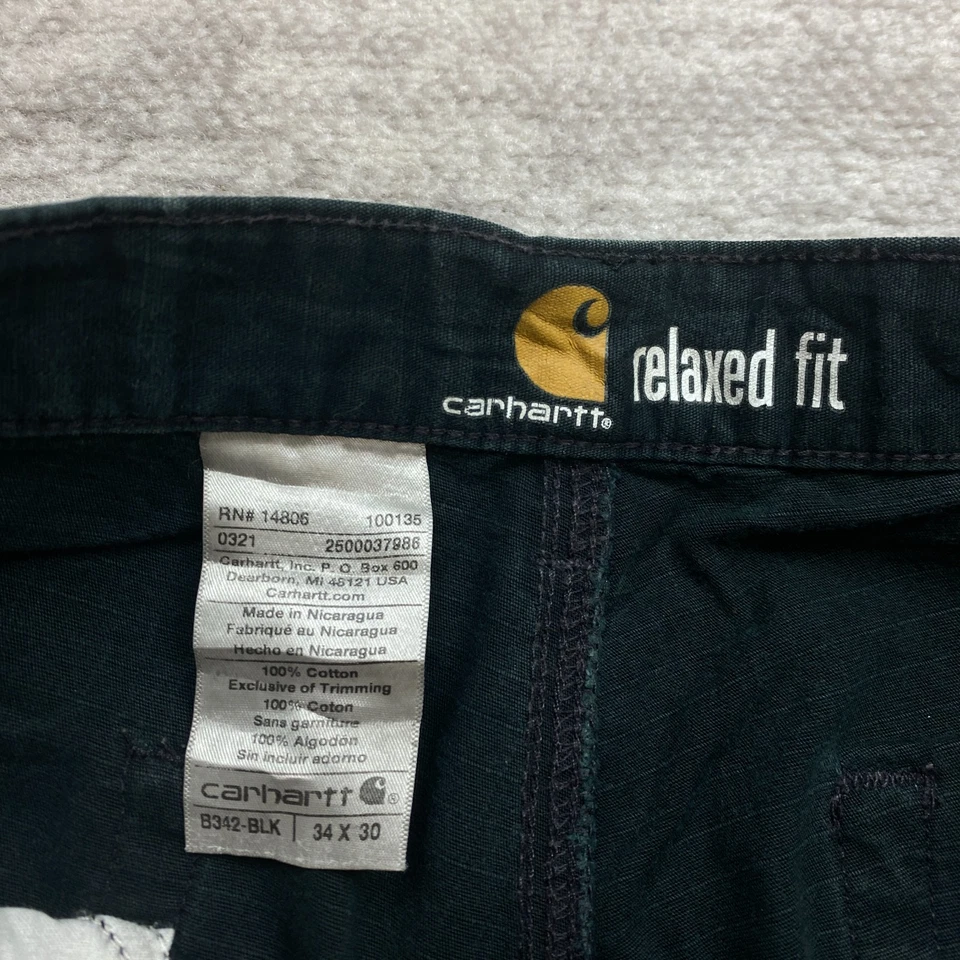 Pantalones cargo Carhartt B342 Duck lona doble rodilla 34 negros Y2K patinador para hombre 34x30 Foto 4 de 4