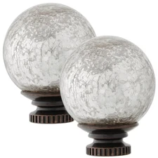 Mercury Glass Sphere Curtain Rod Finials – Oil-Rubbed Bronze (Set of 2)
