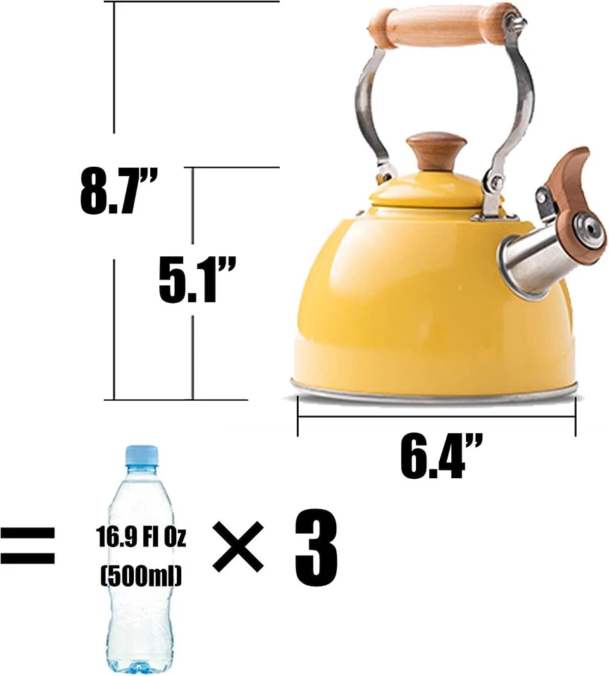 ROCKURWOK 1.6-Quart Whistling Tea Kettle – Small Stainless Steel Stovetop Teapot - Image 2 of 4