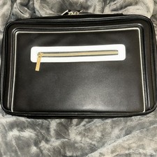 Estee Lauder Faux Cosmetic Makeup Bag Travel Train Case With handle   Black