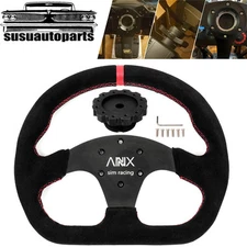 Black Suede Leather Steering Wheel + Hub Adapter For PXN V10 Steering Wheel