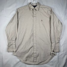 Ralph Lauren Yarmouth Mens 16-34 Tan Pinpoint Oxford Button Down Shirt Beige