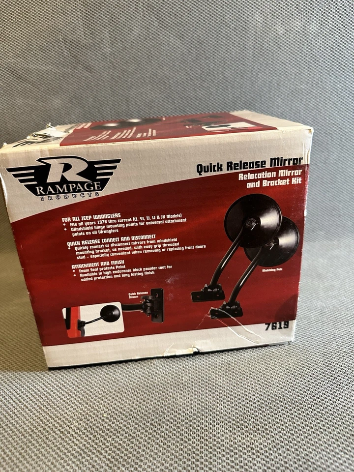 Kit de espejo retrovisor lateral de liberación rápida Rampage Products 7619 para Jeep Wrangers 1 par Foto 2 de 4