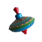 Schylling Vintage Metal Tin Kids Push Spiral Spinning Top Toys Collectibles