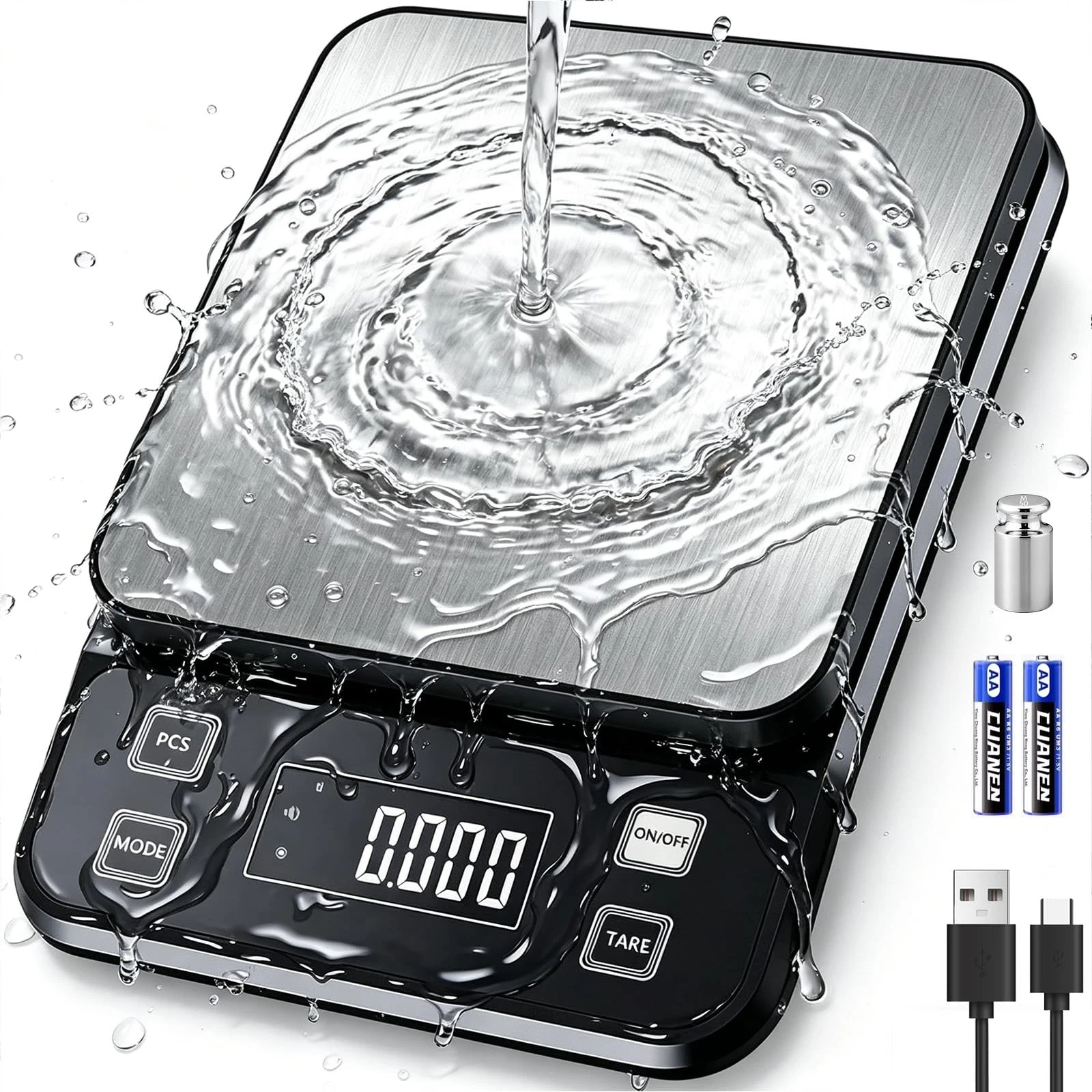 IPX7 Waterproof Food Scale 0.1g Precision Kitchen Scale, 10kg/22lb Digital Fo...