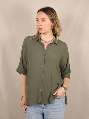 & Other Stories Lockere Kurzarm-Bluse Olive XL