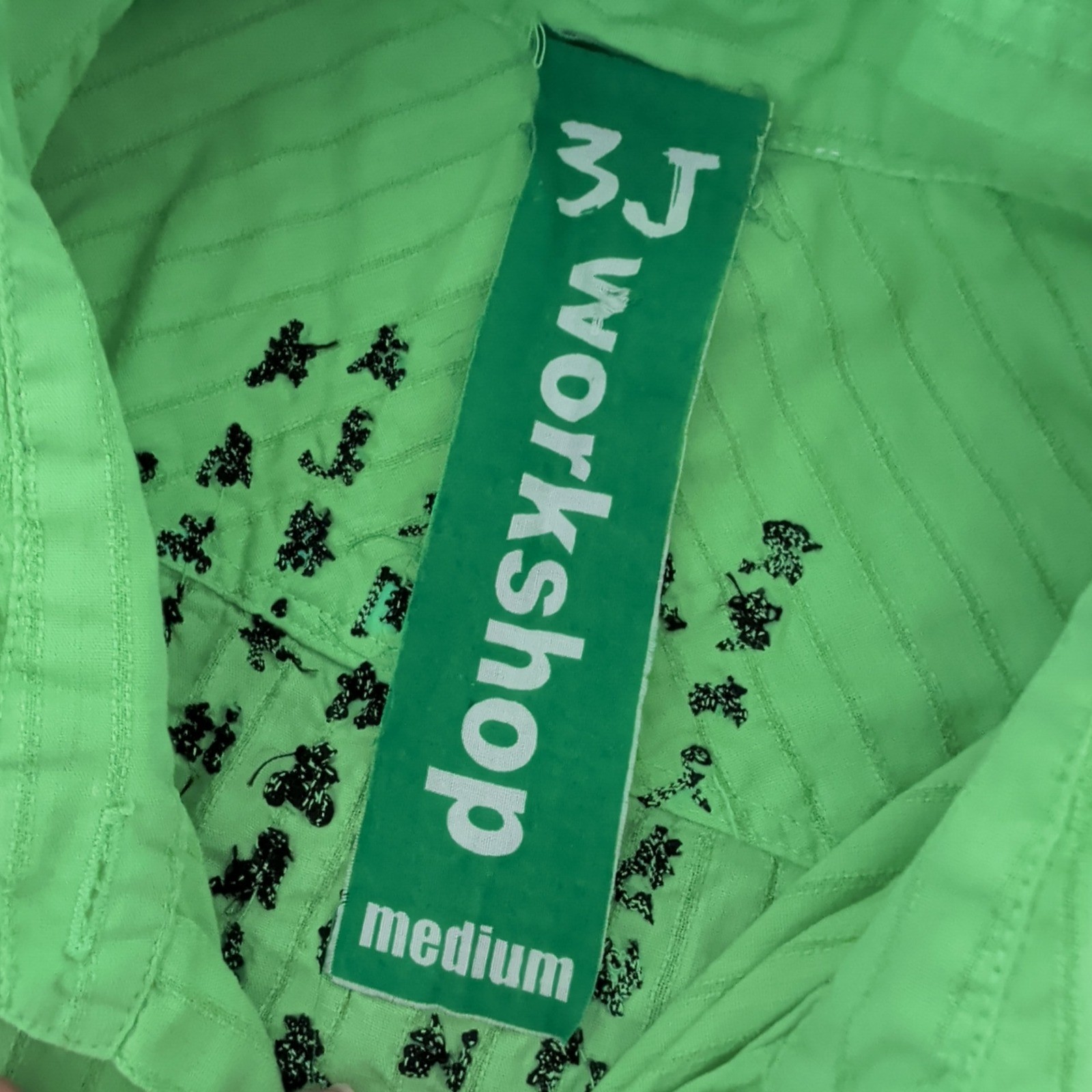Vintage 3J Workshop Johnny Was Green Asian Embroidered Top Cotton Shirt M RARE image 3