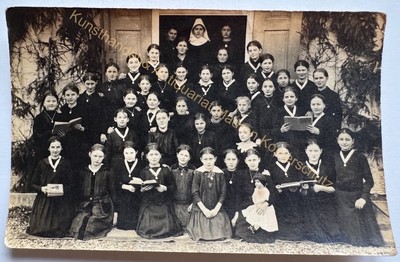 orig. Photo postcard children girls monastery school 1917 Erding