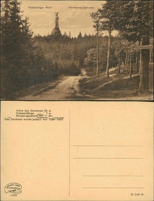 Hiddesen-Detmold Fernblick vom Waldesrand auf das Hermanns-Denkmal 1913