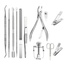 12Pack Ingrown Toenail Tool Kit Nail Treatment Foot Hands Pedicure Tool Clipper
