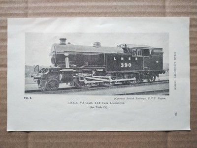 L.N.E.R. V3 Class 2-6-2 Tank Locomotive Train - Vintage Print - 1957
