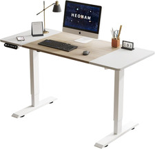 55" Modern Computer Desk with Power Outlets  USB Ports for Home Office