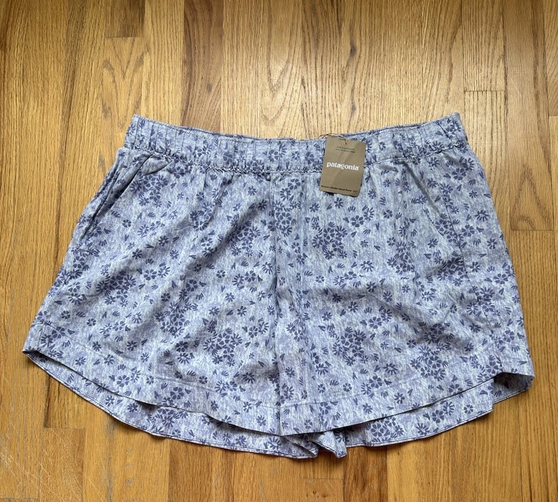New! Patagonia Garden Island Shorts Wildflower Pastel Purple Floral XL $59 SALE