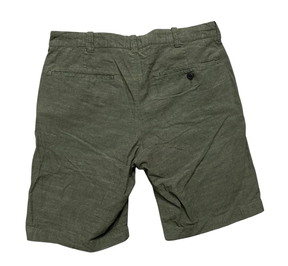 Pantalones Cortos Chinos J.CREW Para Hombre Talla 30 Verde Oscuro Algodón Sarga 9" Entrepierna Ciudad Foto 2 de 4