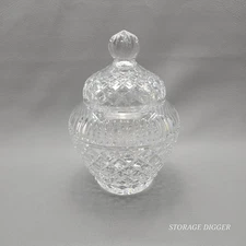 Vintage Large Clear Crystal Ginger/Cookie Biscuit Jar with Lid 10.25" Tall