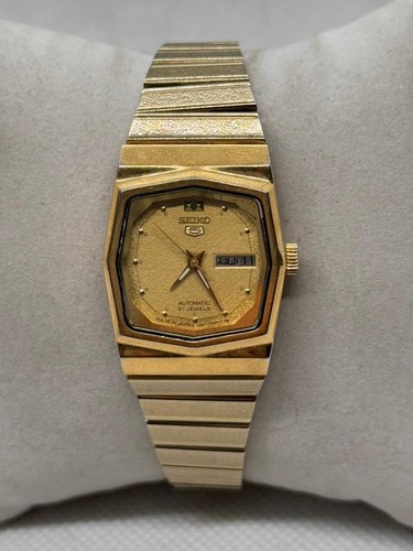 Seiko 5 Women's Watch 4207-5010 Automatic 21 Jewels Gold-Plated 25mm Day Date