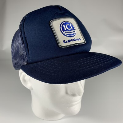 Vintage Snapback Trucker Hat ICI Explosives Mesh Patch Cap Ted Fletcher Retro