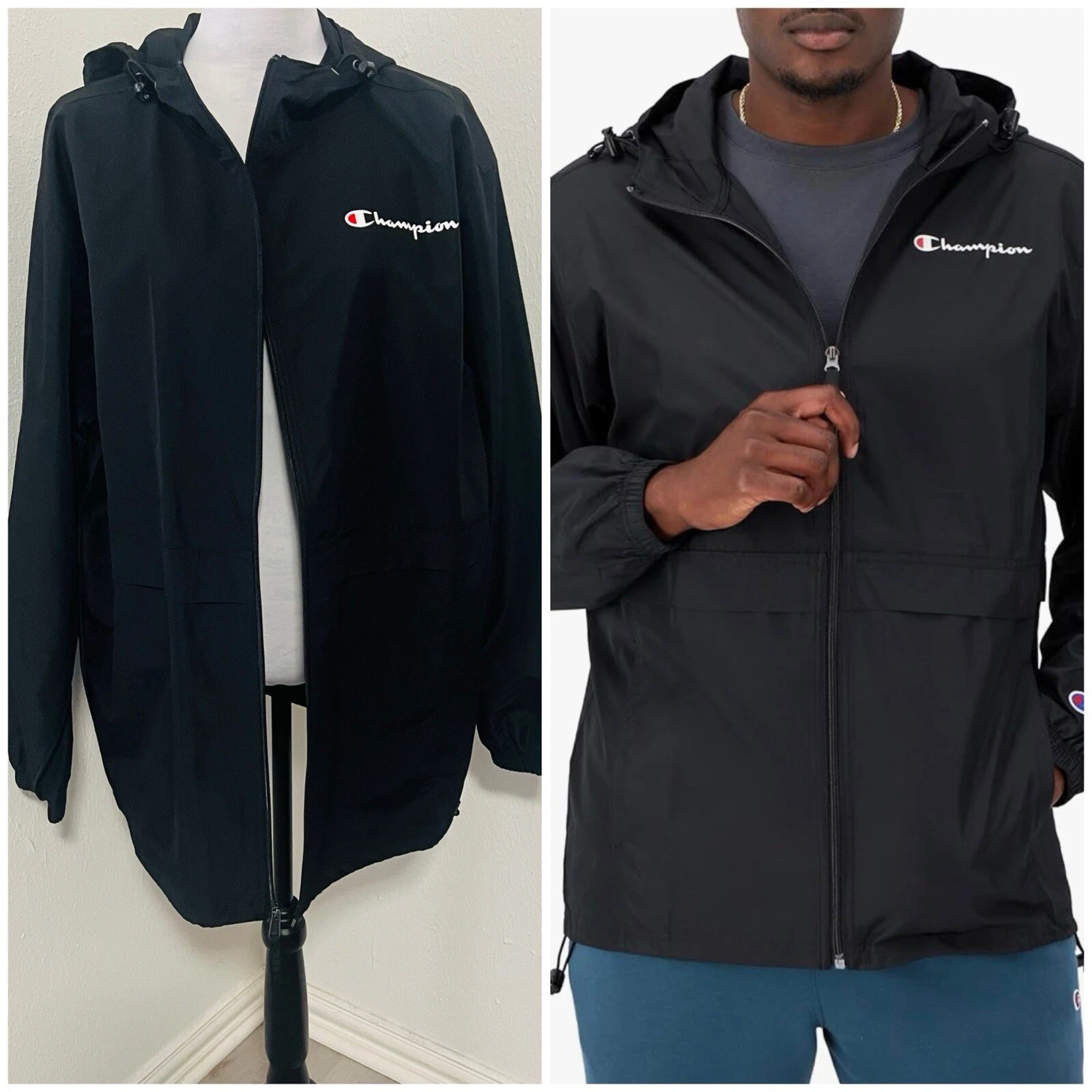 CHAMPION Large Stadium Full-Zip Jacket, Script Logo Water Resistant NWOT Outdoor