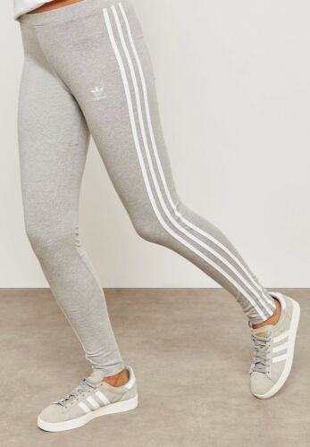 Adidas Originals 3-Stripes Embroidery Women's Leggings Grey 8,10,12,14 CY4761 - Picture 1 of 2