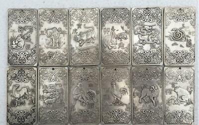 Old Chinese Tibet Silver Chinese Zodiac Pig Bullion thanka Amulet