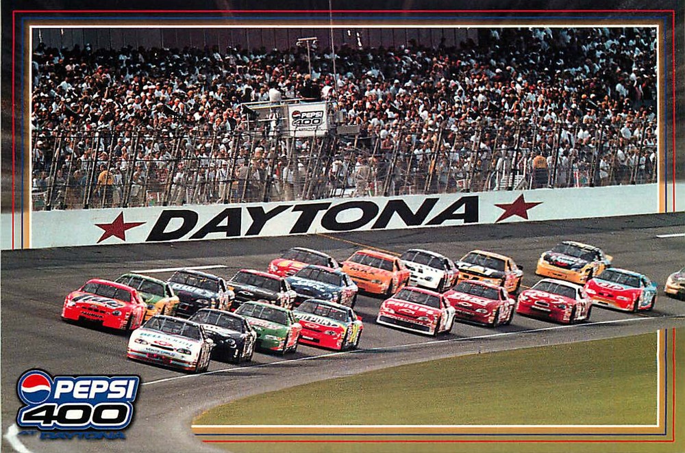 Postcard Daytona International Speedway - Pepsi 400 - Nascar Race Cars