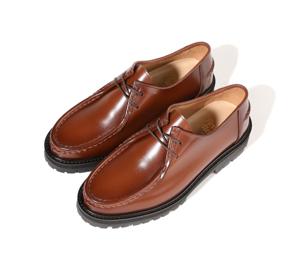 Firenze Atelier Mens Wine Brown Leather Moc Toe Tyrolean Derby